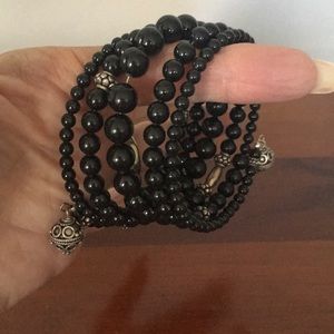 Black Bead Wrap Bracelet